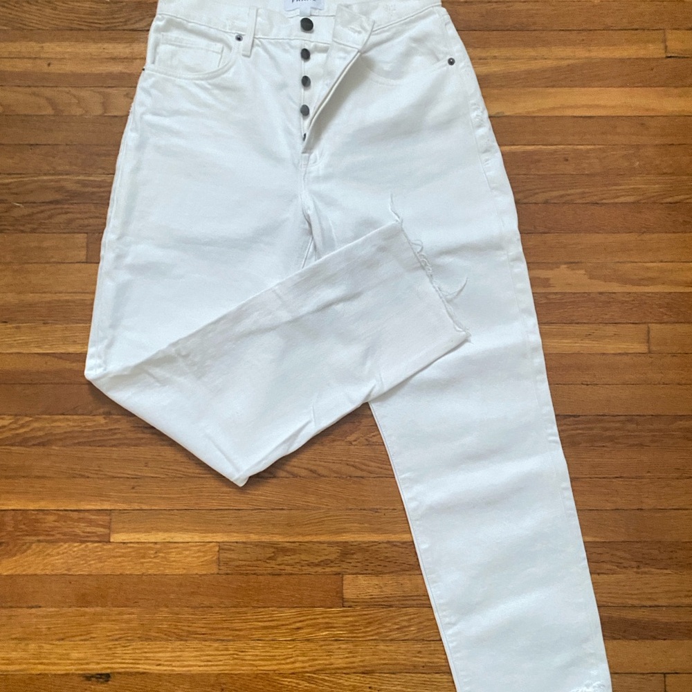 Frame Denim Cream Button-Fly Jeans Size 26